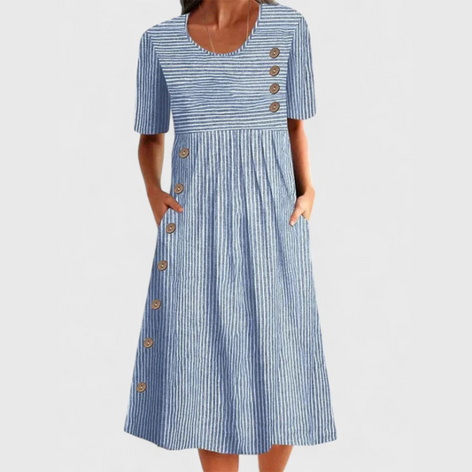 Bella | Women’s Casual Stripe Pocket Midi Dress