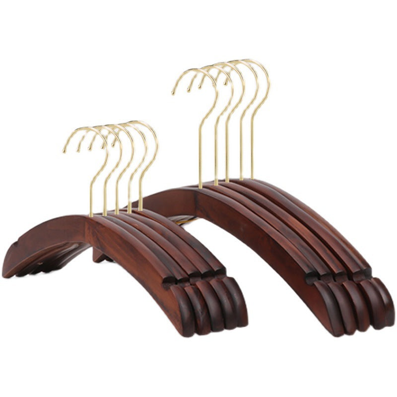 Set of 10 Dark Wooden Hangers with Gold Metal Hook