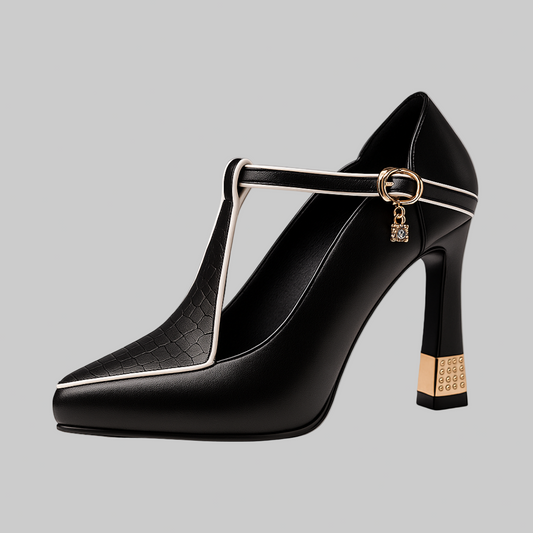 Elizabeth | Women’s Stylish T-Strap Heels with Block Heel