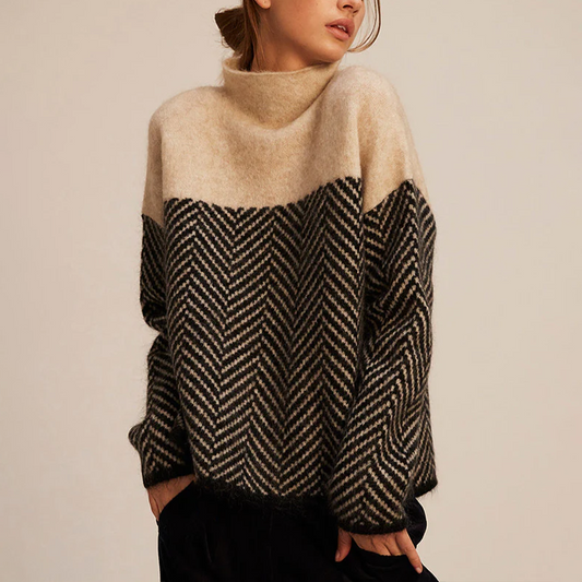 Megan | Women’s Two-Tone Pattern Winter Sweater