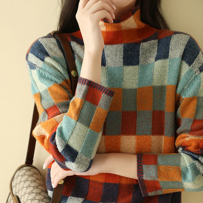 Alice | Women’s Loose Fit Checkered Sweater